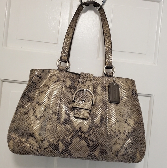 Coach Python Grey Embossed Leather Carryall #F19679, Classic - Picture 1 of 11